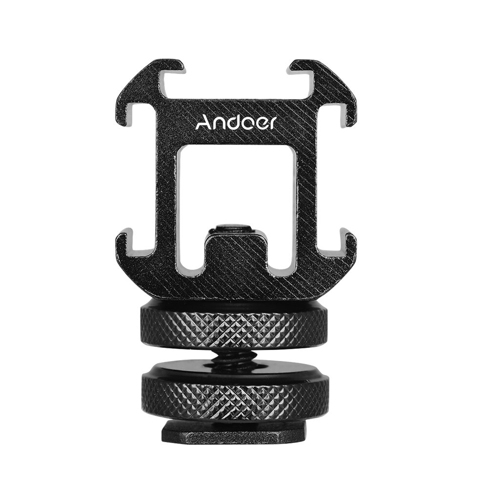 Photography Lighting Description - Andoer 3-Kaltschuh-Montageadapter, On-Camera-Montageadapter für DSLR-Kamera für