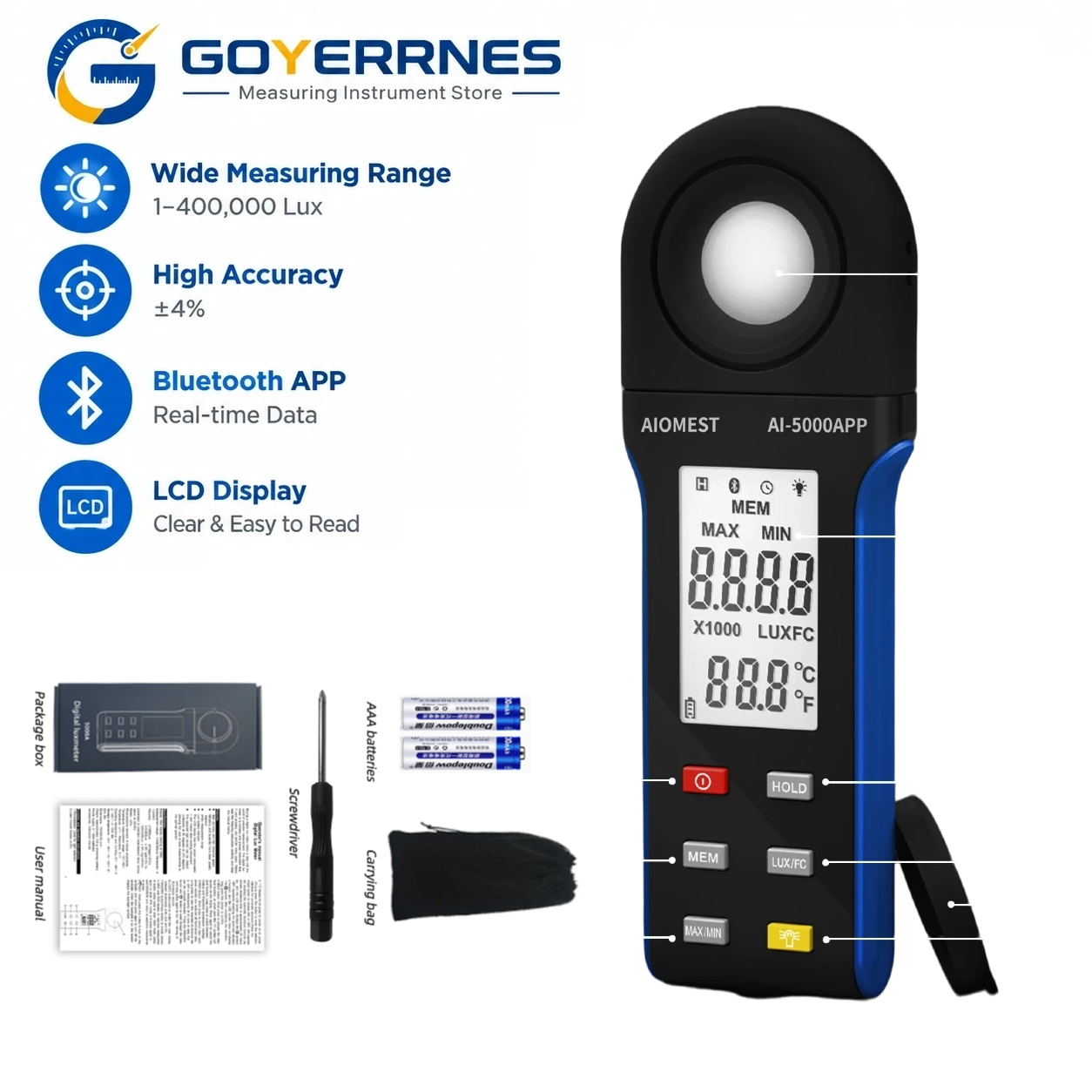 Digitales Luxmeter 1-400000 Lu – Photography Lighting Meter Bewertung und Preis